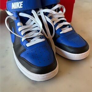 Nike Kids Royal Blue and Black Court Borough Sneakers